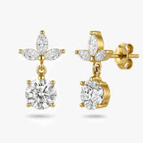 Round Drop Earrings with Marquise White Sapphire Accents