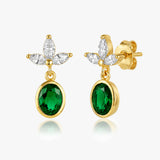 Oval Gemstone Earrings with Marquise cut Accents