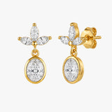 Oval Gemstone Earrings with Marquise cut Accents