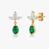 Oval Earrings with Marquise Accent Studs
