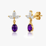 Oval Earrings with Marquise Accent Studs