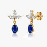 Oval Earrings with Marquise Accent Studs