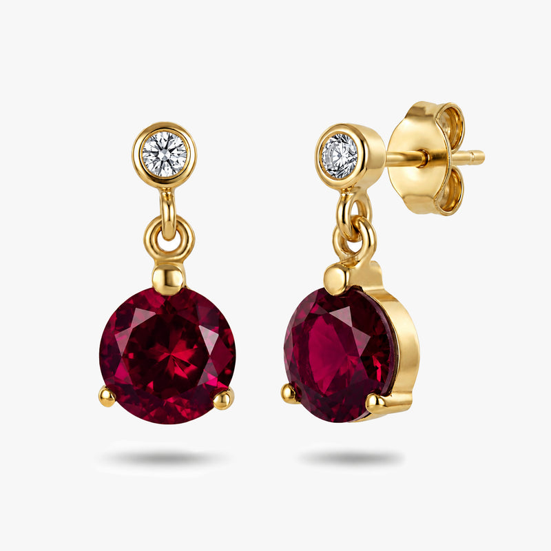 Round Gemstone Earrings in Gold