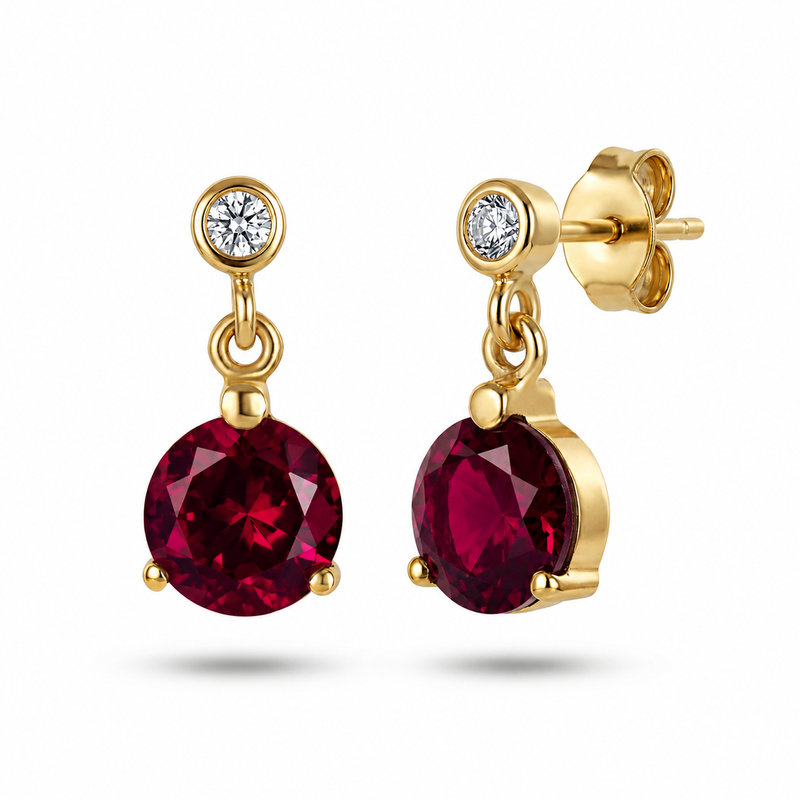 Round Gemstone Earrings in Gold