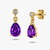 Pear Drop Earrings with White Sapphire Accent