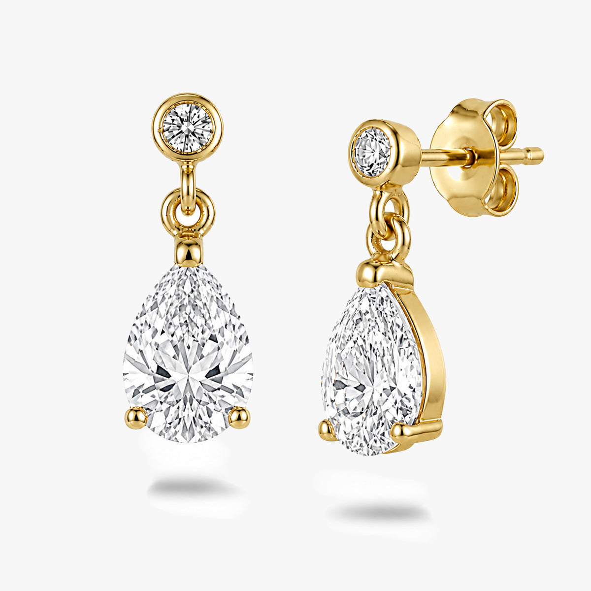 Pear Drop Earrings with White Sapphire Accent