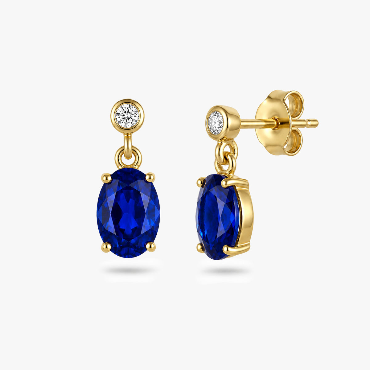 Oval Drop Earrings with White Sapphire Accent