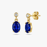 Oval Drop Earrings with White Sapphire Accent