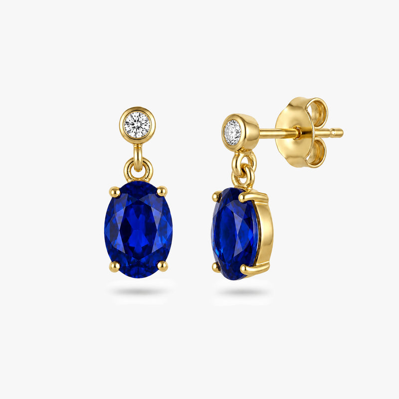 Oval Drop Earrings with White Sapphire Accent