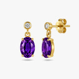 Oval Drop Earrings with White Sapphire Accent