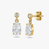 Oval Drop Earrings with White Sapphire Accent