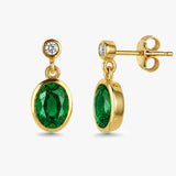 Gemstone Oval Drop Earrings with White Sapphire in Gold
