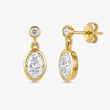 Gemstone Oval Drop Earrings with White Sapphire in Gold
