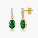 Oval Drop Earrings with White Sapphire Accents