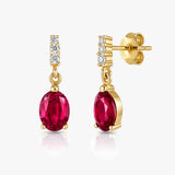 Oval Drop Earrings with White Sapphire Accents