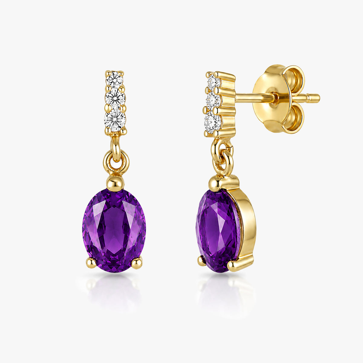 Oval Drop Earrings with White Sapphire Accents