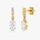 Oval Drop Earrings with White Sapphire Accents