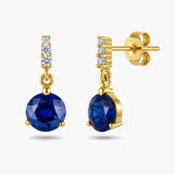 Round Drop Earrings with White Sapphire Accents in Gold