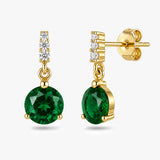 Round Drop Earrings with White Sapphire Accents in Gold