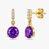 Round Drop Earrings with White Sapphire Accents in Gold
