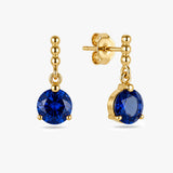 Round Drop Earrings with Beaded Chain Detail in Gold