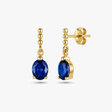 Oval Drop Earrings with Beaded Chain Detail