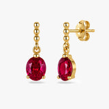 Oval Drop Earrings with Beaded Chain Detail