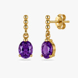 Oval Drop Earrings with Beaded Chain Detail
