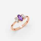 Amethyst Ring in Gold with Marquise Diamonds