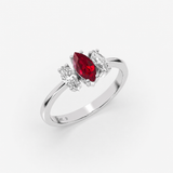 Ruby Ring in Gold with Marquise Diamonds