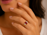 Ruby Ring in Gold with Marquise Diamonds