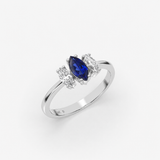 Sapphire Ring in Gold with Marquise Diamonds
