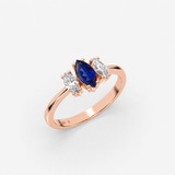 Sapphire Ring in Gold with Marquise Diamonds