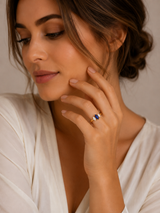 Sapphire Ring in Gold with Marquise Diamonds