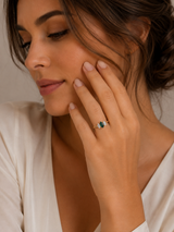 Emerald Ring in Gold with Marquise Diamonds