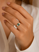 Emerald Ring in Gold with Marquise Diamonds