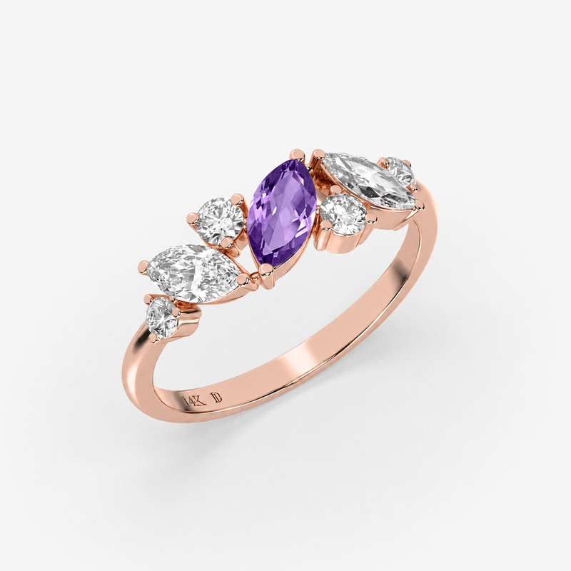 Marquise Amethyst Ring in Gold