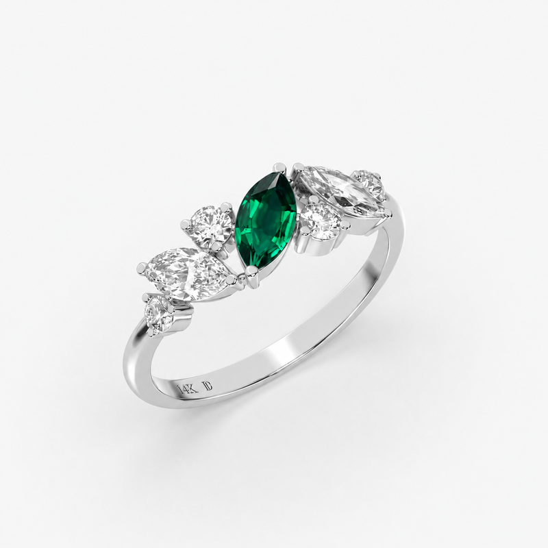 Marquise Emerald Ring in Gold