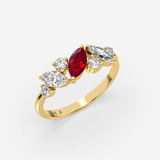 Marquise Ruby Ring in Gold