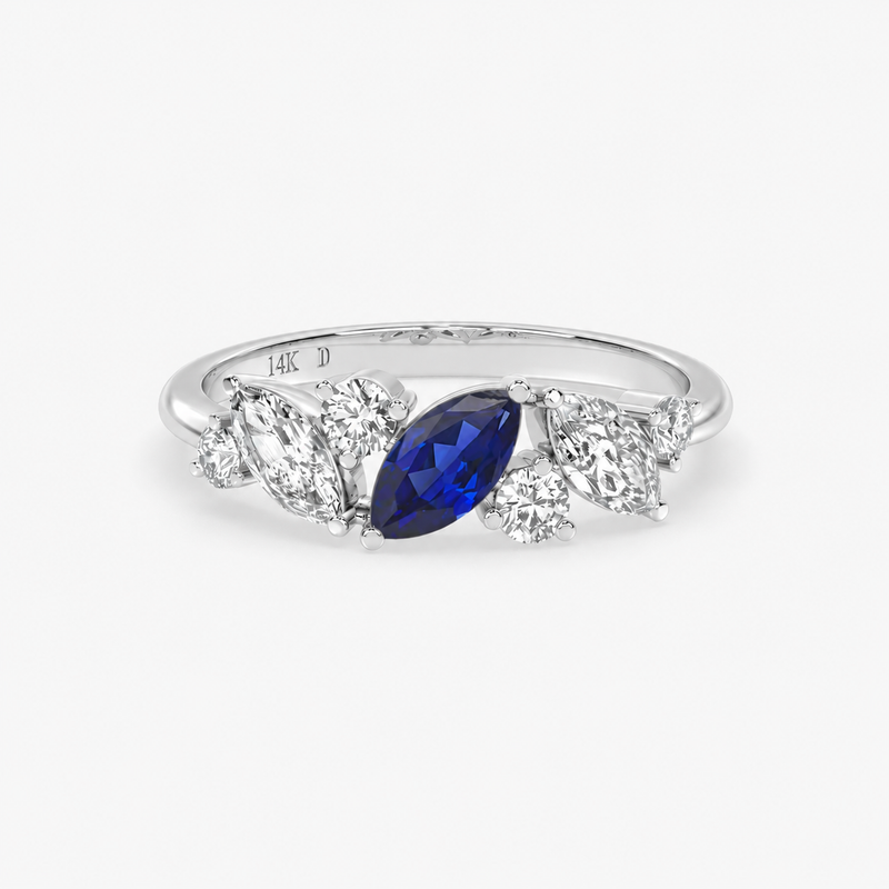 Marquise Sapphire Ring in Gold