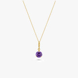 Round Gemstone Drop Necklace in Gold