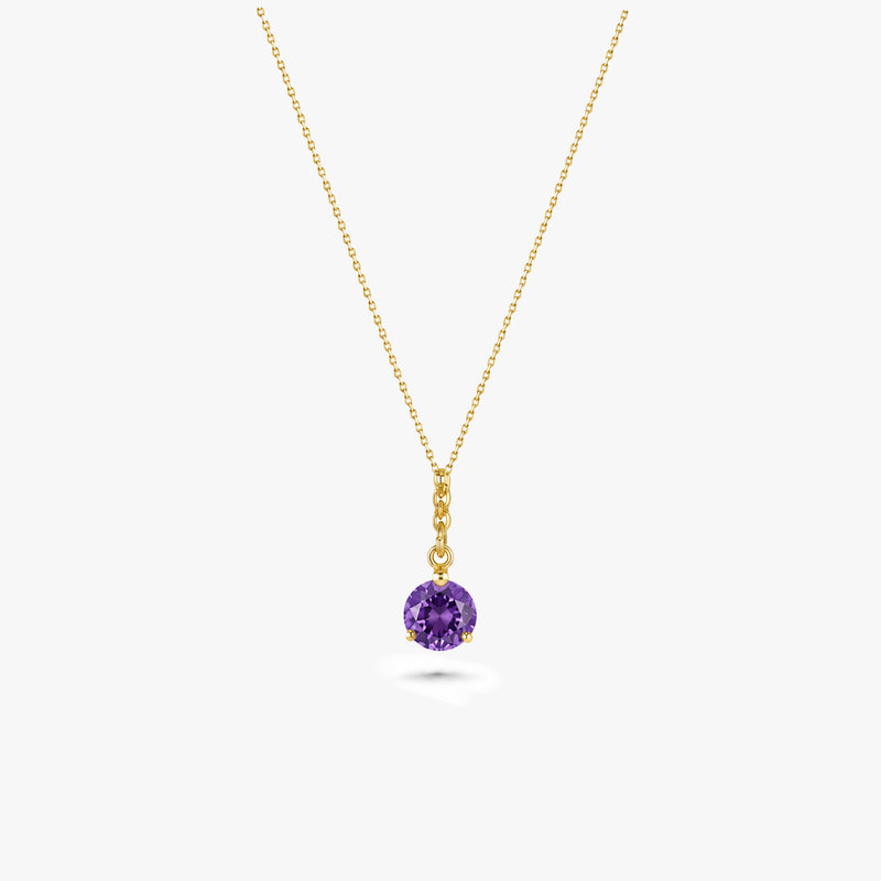 Round Gemstone Drop Necklace in Gold