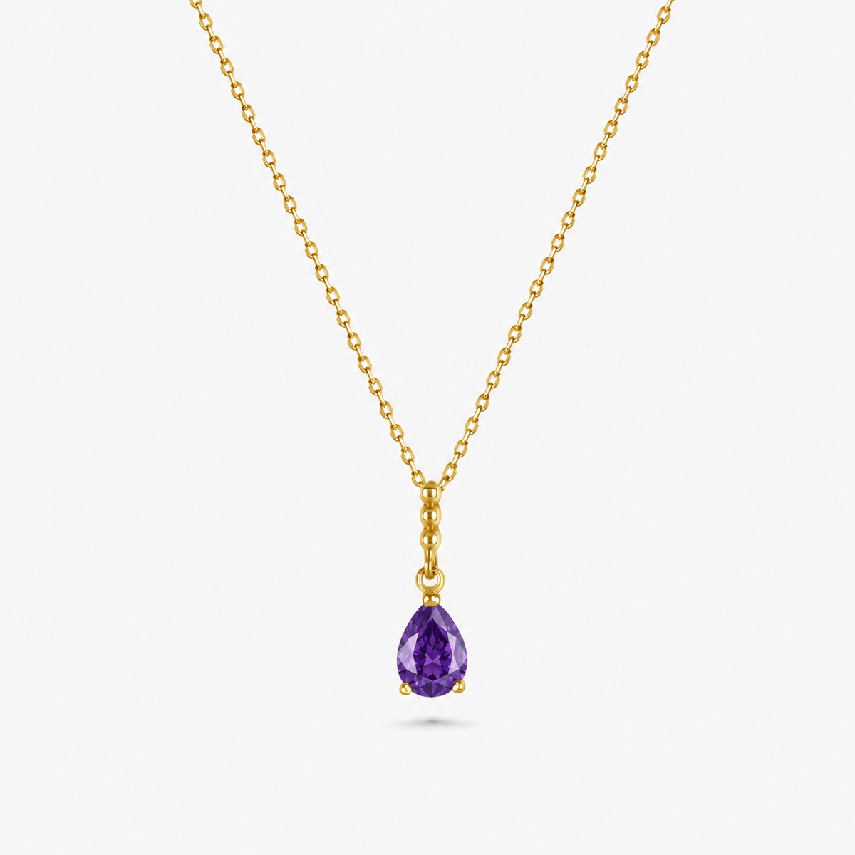 Pear Gemstone Drop Necklace with Beaded Detail