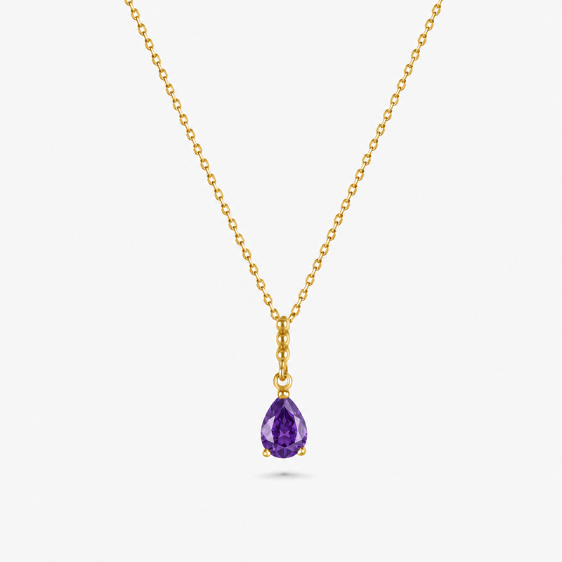 Pear Gemstone Drop Necklace with Beaded Detail