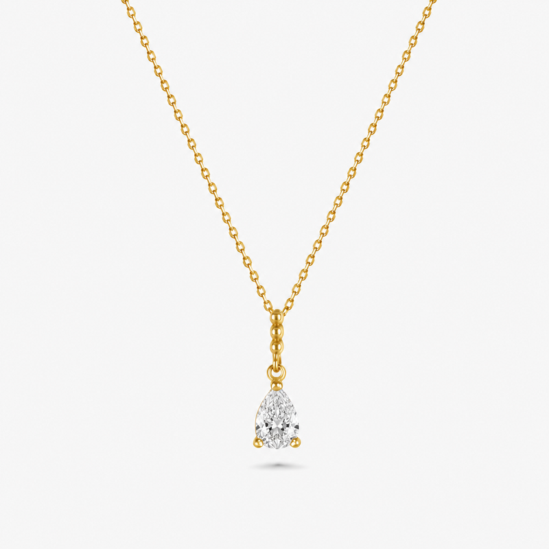 Pear Gemstone Drop Necklace with Beaded Detail