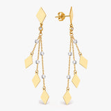 Gold Diamond Geometric Dangle Earrings
