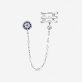 Gold Evil Eye Chain Earring with Diamond