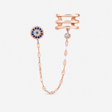 Gold Evil Eye Chain Earring with Diamond