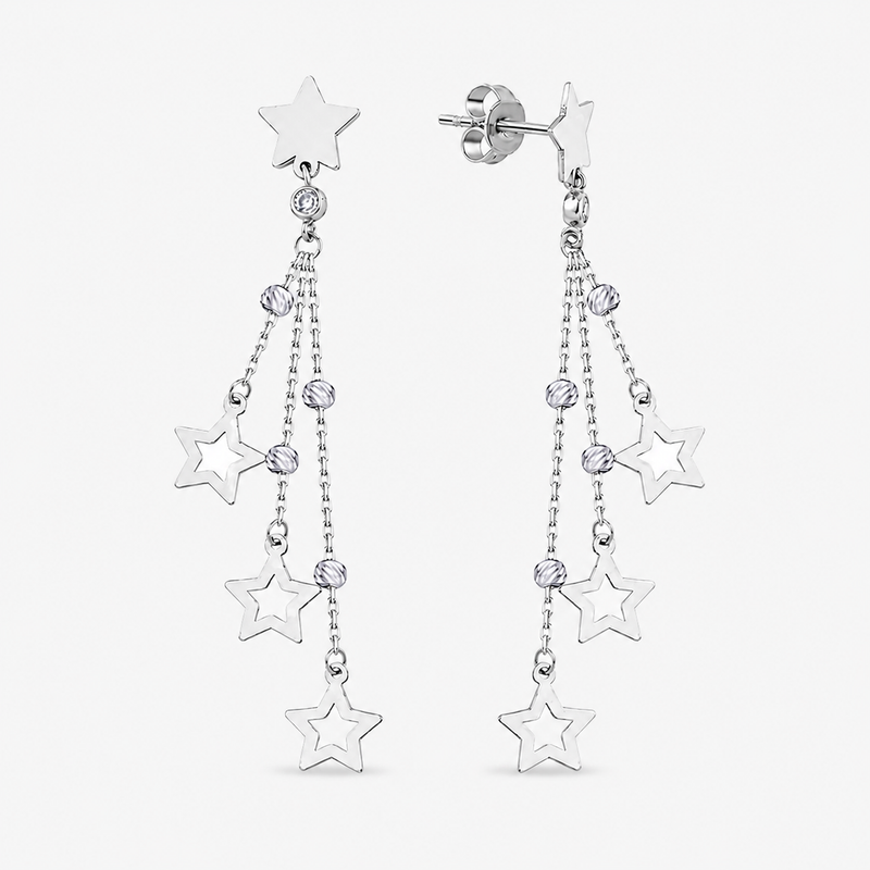 Gold Star Cascade Drop Earrings