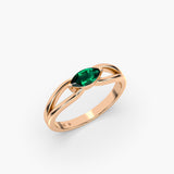 Marquise Shape Emerald Ring in Gold